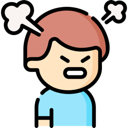 Boy with steam bursting from his head, visibly furious