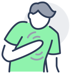 Man clutching his chest with pain waves radiating outward