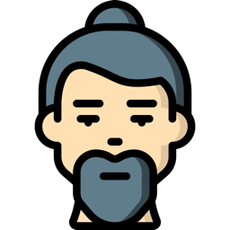 Man with a top-knot bun hairstyle and full beard