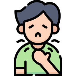 Person clutching their throat in pain with motion lines